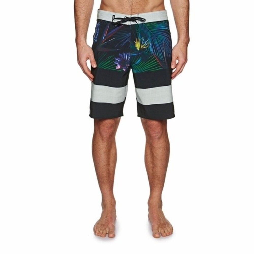 Vans Mens Era Tropical Floral Striped Swim Trunks Multicolor Black Boardshort 30